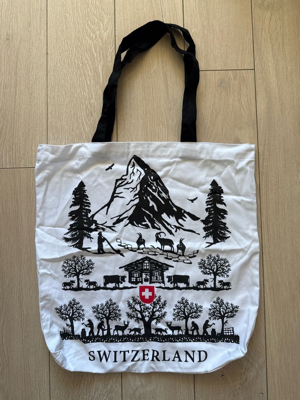 Switzerland Black & White Graphic Tote Bag